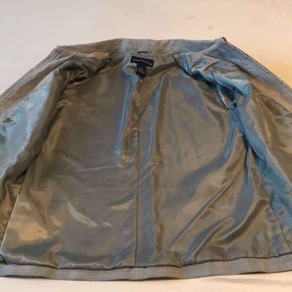 Powder blue suede zip up Charter Club collared jacket. Size M. Fully lined. - Picture 4 of 6